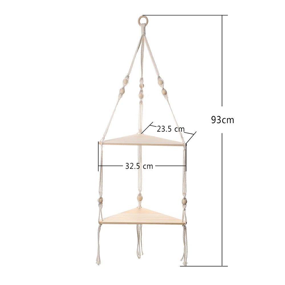 Boho Triangle Wood Shelf: Wall Decor