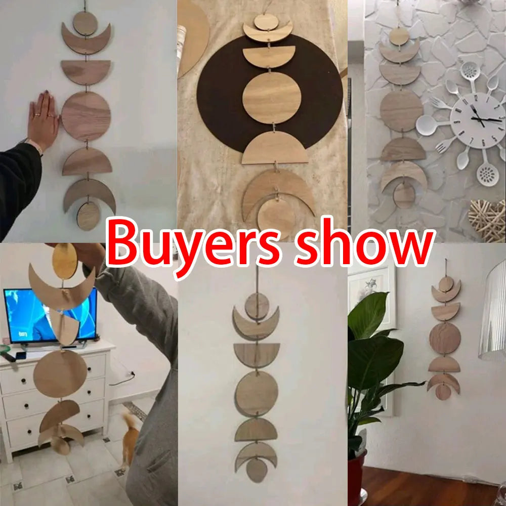 Wooden Moon Phase Garland Wall Decor