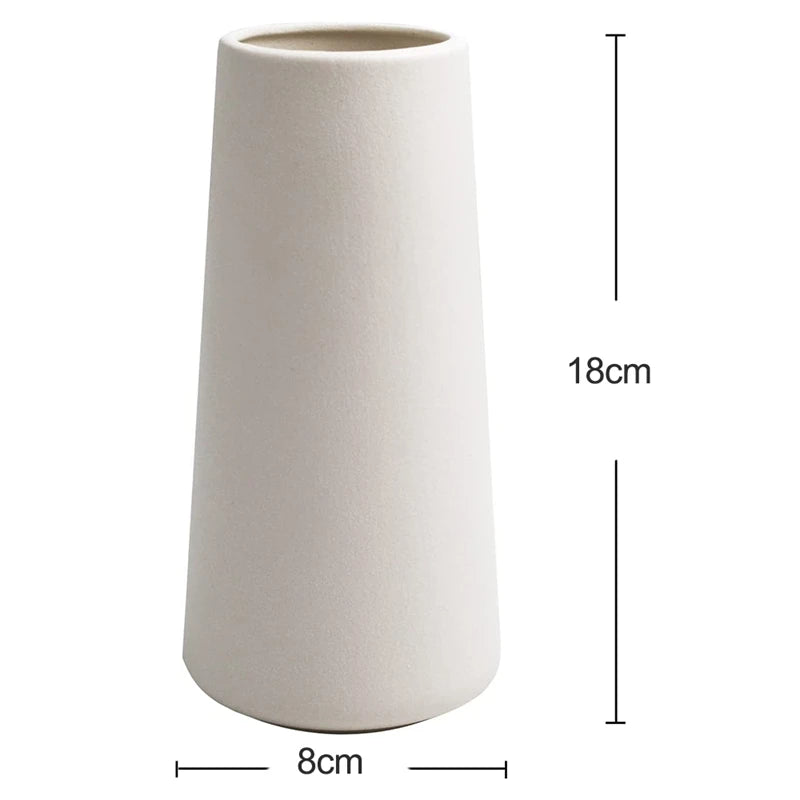 Small Modern White Ceramic Vase for Boho Flower Decor