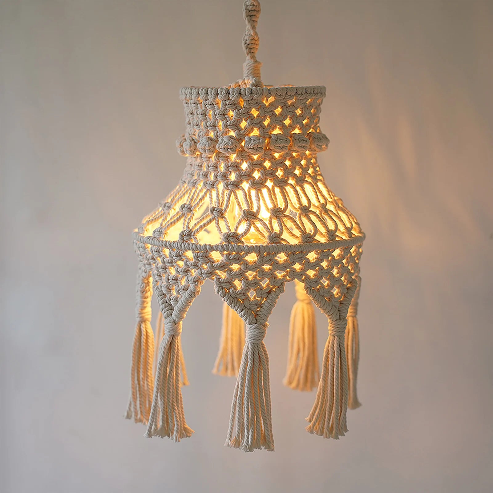 Boho Macrame Chandelier Shade Handwoven Cotton