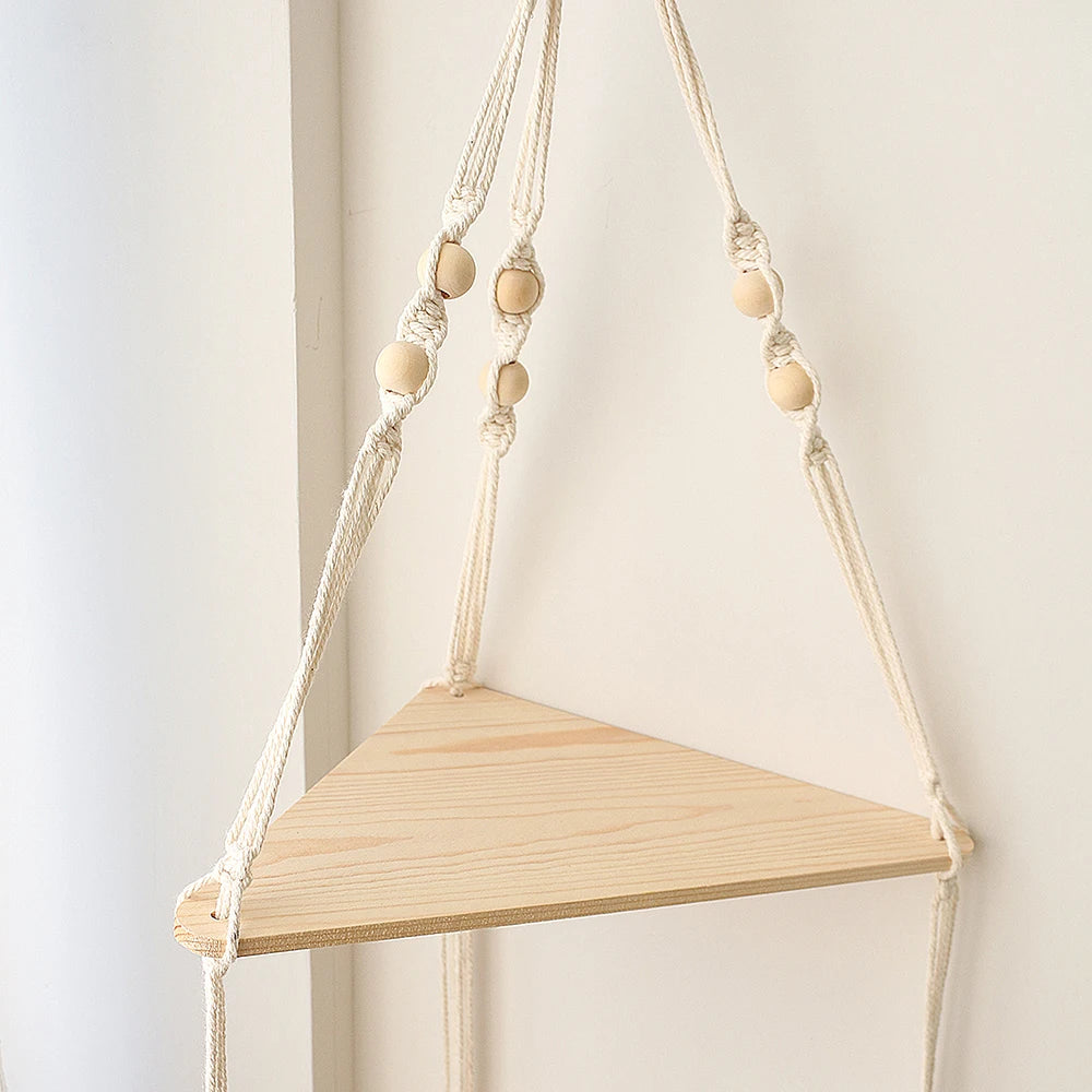 Boho Triangle Wood Shelf: Wall Decor