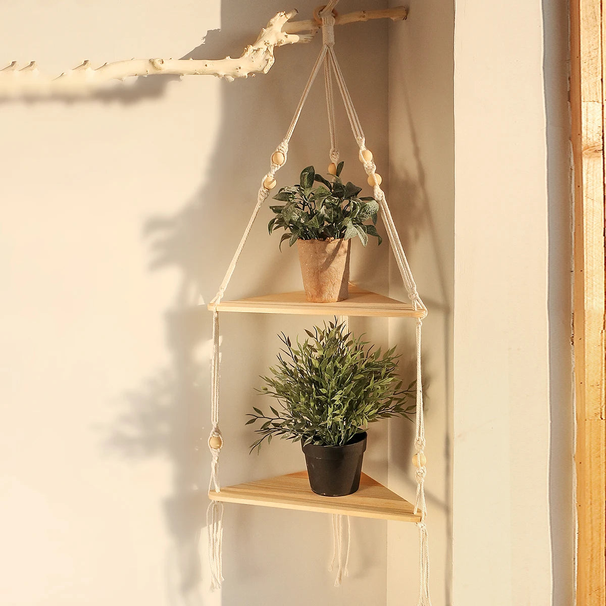 Boho Macrame Wall Hanging Shelf Decor