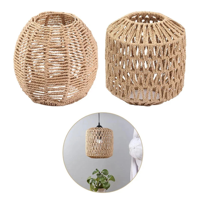 Boho Hand-Woven Rattan Lampshade Pendant