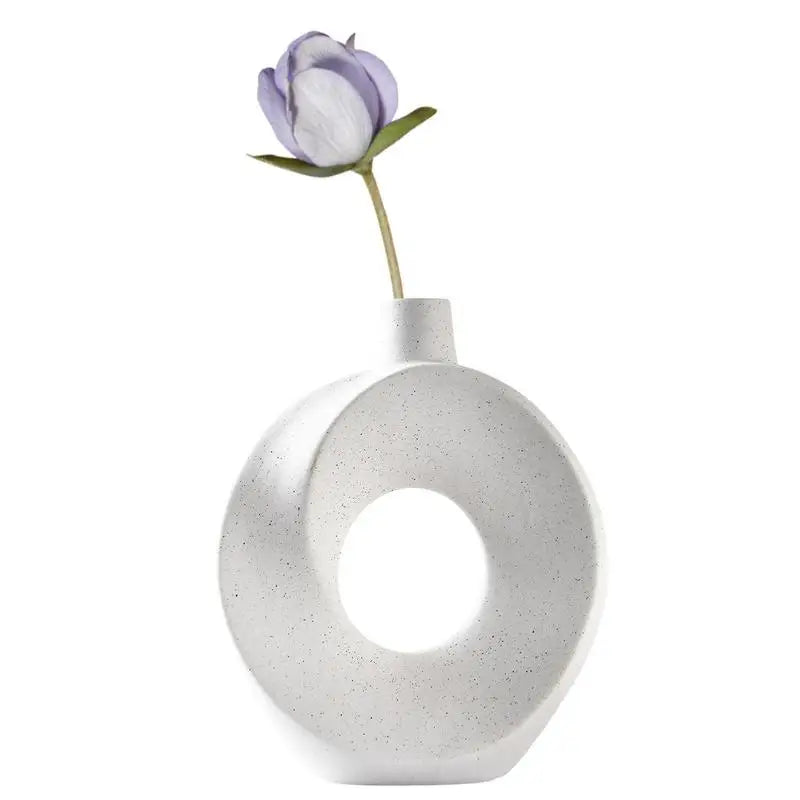 Boho Ceramic Donut Vase: Modern Minimalist