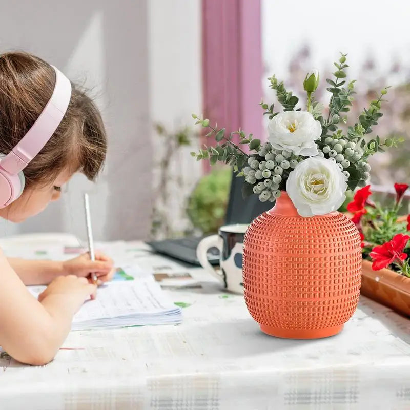 Ceramic Look Flower Vase: Unbreakable Minimalist