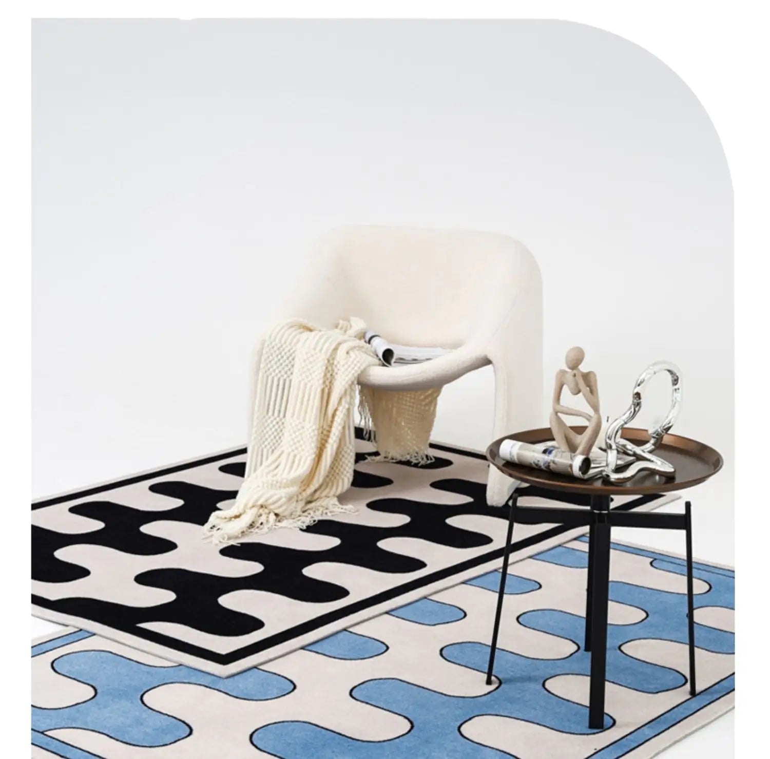 Fluffy Checkerboard Rug for Modern Homes