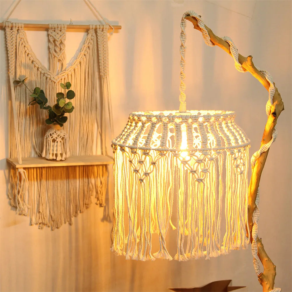 Boho Macrame Chandelier Shade Handwoven Cotton