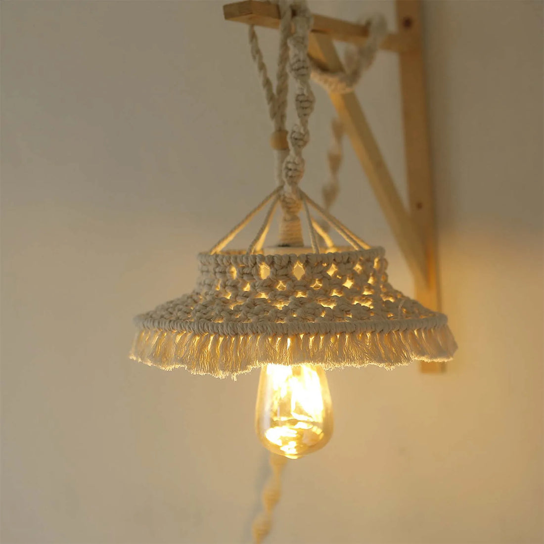 Boho Macrame Chandelier Shade Handwoven Cotton