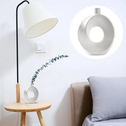 Boho Ceramic Donut Vase: Modern Minimalist
