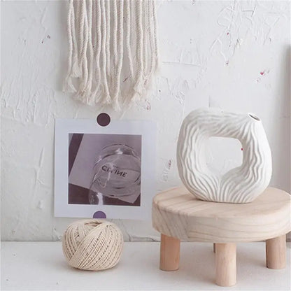 Ceramic Square Hollow Vase: Minimalist Boho