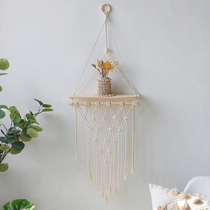 Boho Macrame Wall Hanging Shelf Decor