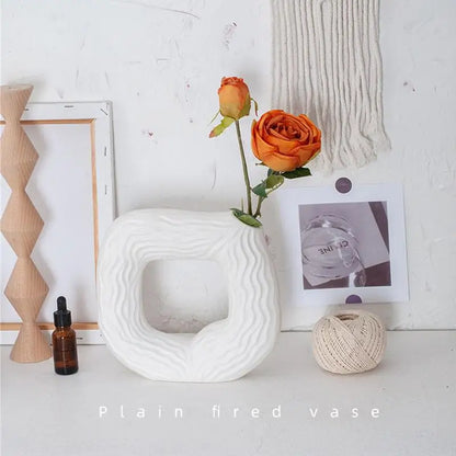 Ceramic Square Hollow Vase: Minimalist Boho
