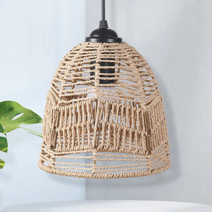 Boho Hand-Woven Rattan Lampshade Pendant