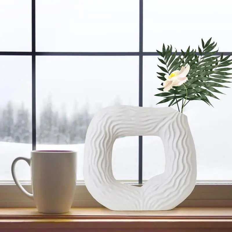 Ceramic Square Hollow Vase: Minimalist Boho