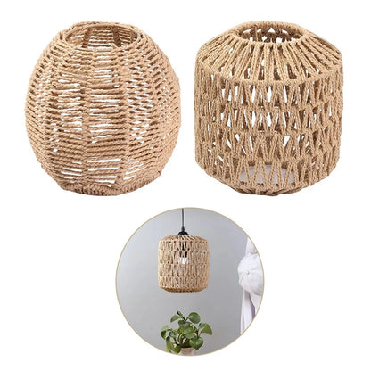 Boho Hand-Woven Rattan Lampshade Pendant