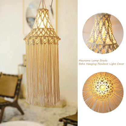 Boho Macrame Chandelier Shade Handwoven Cotton