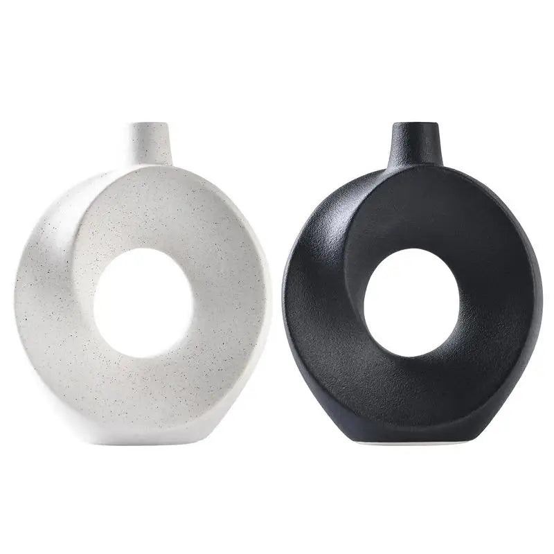 Boho Ceramic Donut Vase: Modern Minimalist