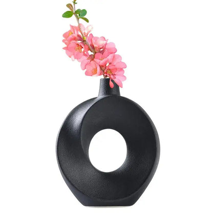 Boho Ceramic Donut Vase: Modern Minimalist