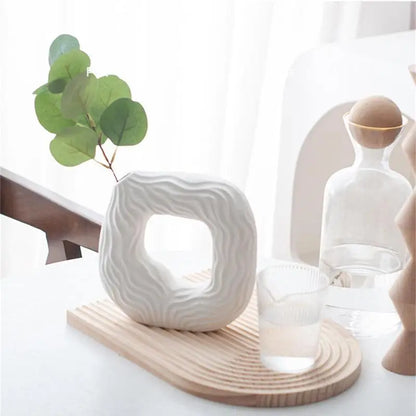 Ceramic Square Hollow Vase: Minimalist Boho